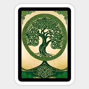 green and gold Celtic tree of life Sticker